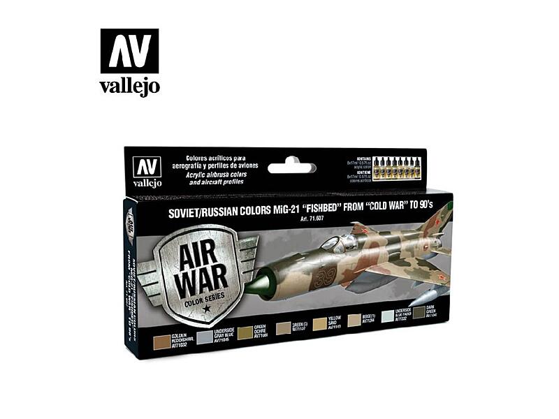 Vallejo - Model Air Set 71607 Soviet / Russian MiG-21 Fishbed from 50 to 90 8x17 ml.
