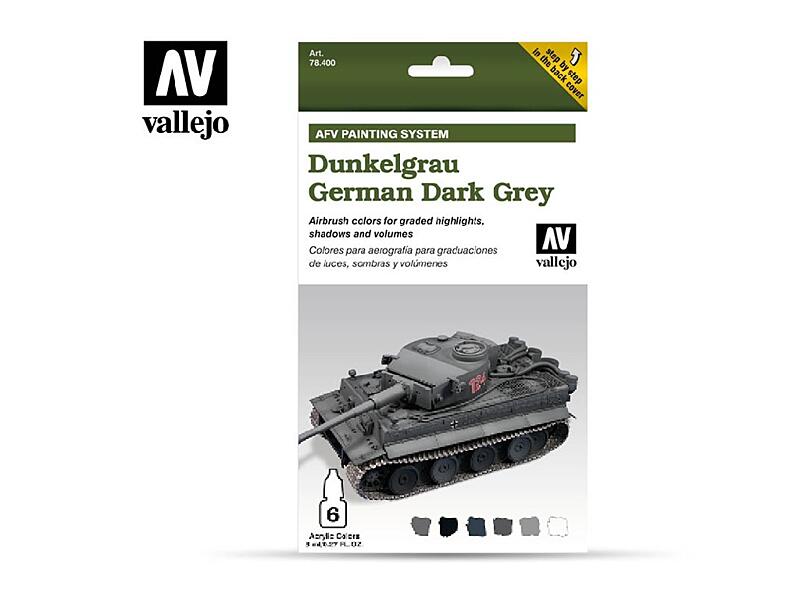 Vallejo - Model Air Set 78400 AFV German Dark Grey Armour Painting System 6x8 ml