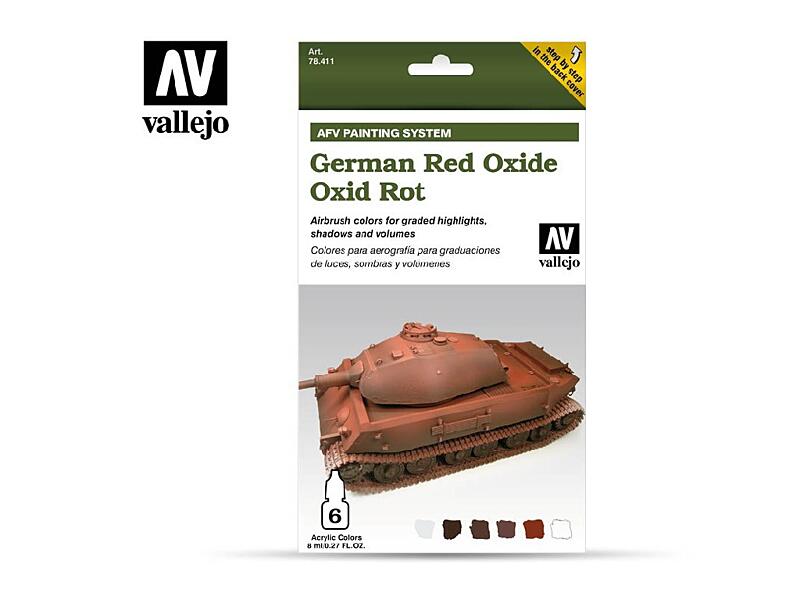 Vallejo - Model Air Set 78411 AFV German Red Oxide Armour Painting System 6x8 ml.