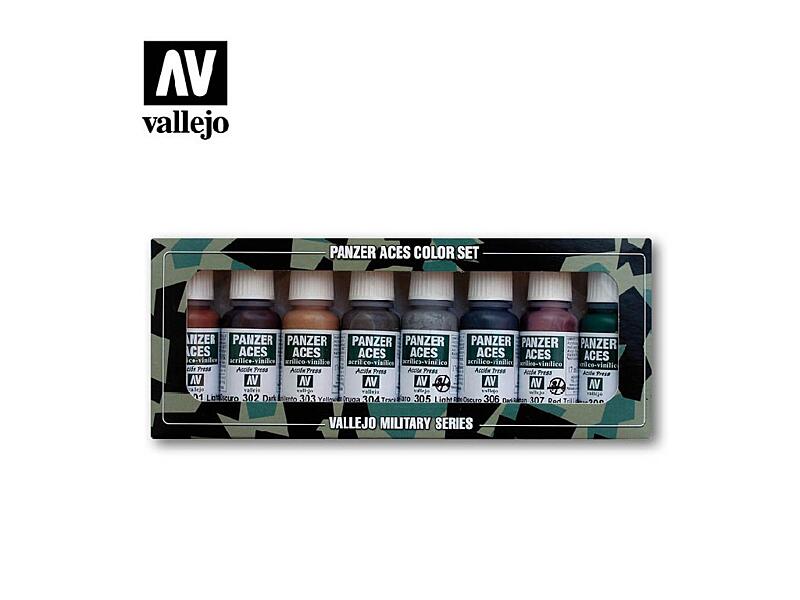 Vallejo - Panzer Aces Set 70122 Rust, Tracks, Rubber 8x17ml.