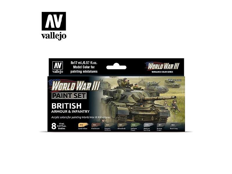 Vallejo - Model Color Set 70222 WWIII British Armour and Infantry 8x17 ml.