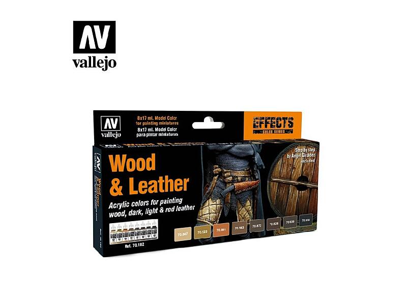 Vallejo - Model Color Set 70182 Wood and Leather By Angel Giraldez 8x17 ml.