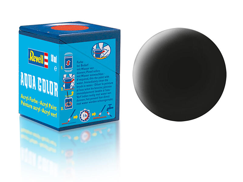 Revell - Barva akrylová - 36108: matná černá (black mat) 18ml