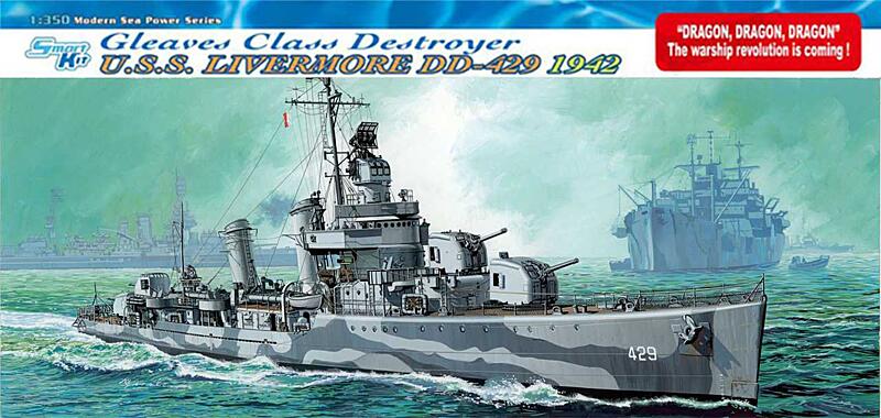 Dragon - 1027 - U.S.S. LIVERMORE DD-429 GLEAVES CLASS DESTROYER 1942 (SMART KIT) 1:350