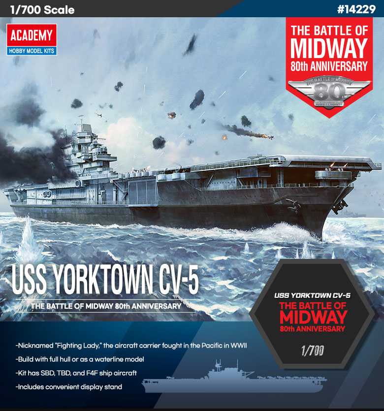 Academy - 14229 - USS Yorktown CV-5 Battle of Midway 1:700
