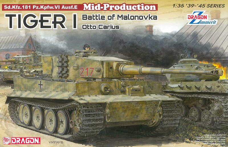 Dragon - 6888 - Tiger I Mid-Production w/Zimmerit Otto Carius Battle of Malinava Village 1944 1:35