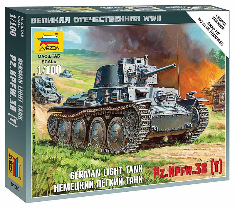 Zvezda - 6130 - German Light Tank PZ.KPFW.38 (T) 1:100