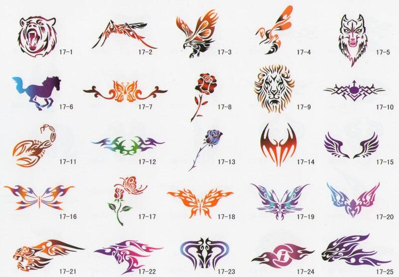 Kniha šablon pro airbrush dočasné tetování 17B