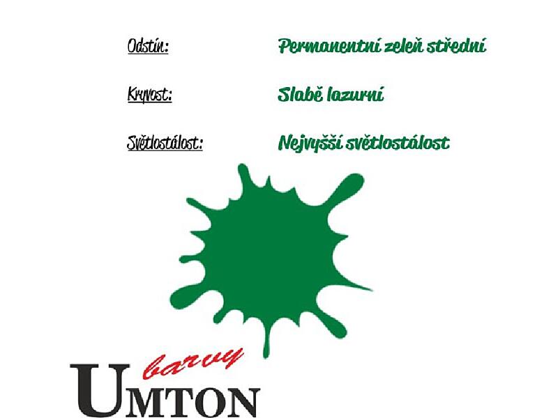 Umton - 3602 - Olejová barva - Permanentní zeleň střední 20ml